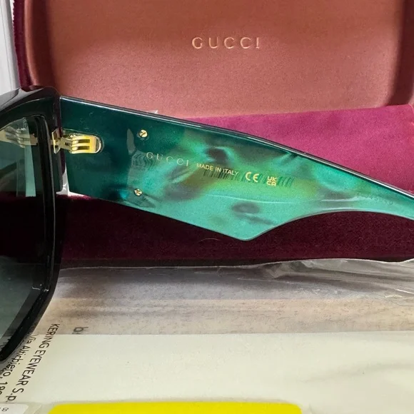 GUCCI GG0956S 001 Square Black Green 54 mm Women's Sunglasses